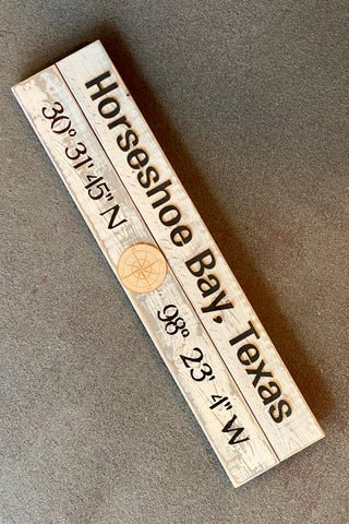 Horseshoe Bay, Texas Coordinates Wall Sign