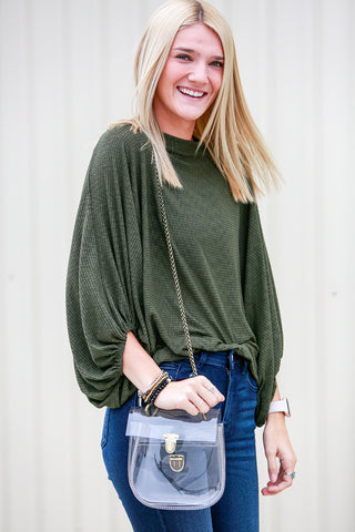 BOAT NECK BALLOON SLEEVES KNIT TOP