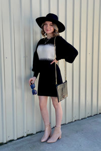 Ribbed Knit Colorblock Sweater Mini Dress