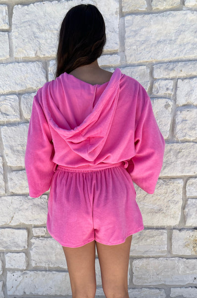 Terry Romper With Hood