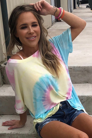 COTTON CANDY SWIRL TIE DYE CREWNECK TSHIRT