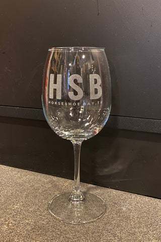 Etched Tall Wine Glass - HSB TX