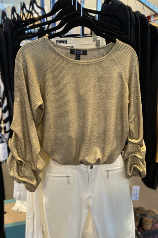 Ruched Sleeve Shimmer Top
