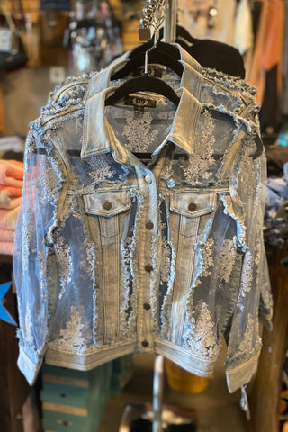 Denim & Lace Sheer Jacket