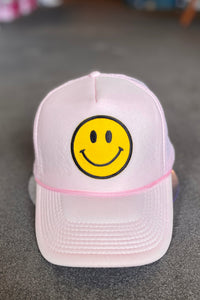 Smile Emoji Trucker Hat-Pink