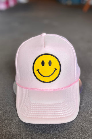 Smile Emoji Trucker Hat-Pink