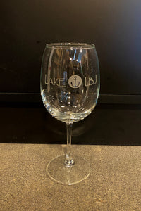 Etched Tall Wine Glass - Lake LBJ