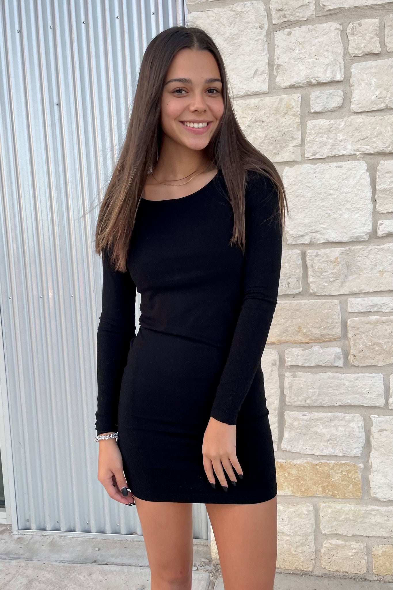 Long Sleeve Scoop Neck Tank Dress The Market Place Long Sleeve Scoop Neck Tank Dress The Market Place
