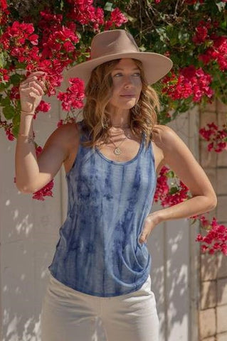 Tie Dye Key Hole Back Tank