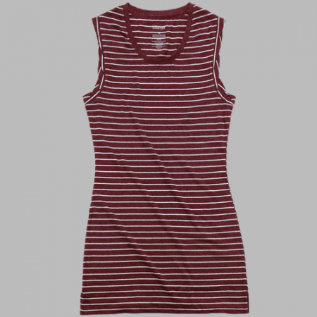 Striped Shirt Dress - Maroon